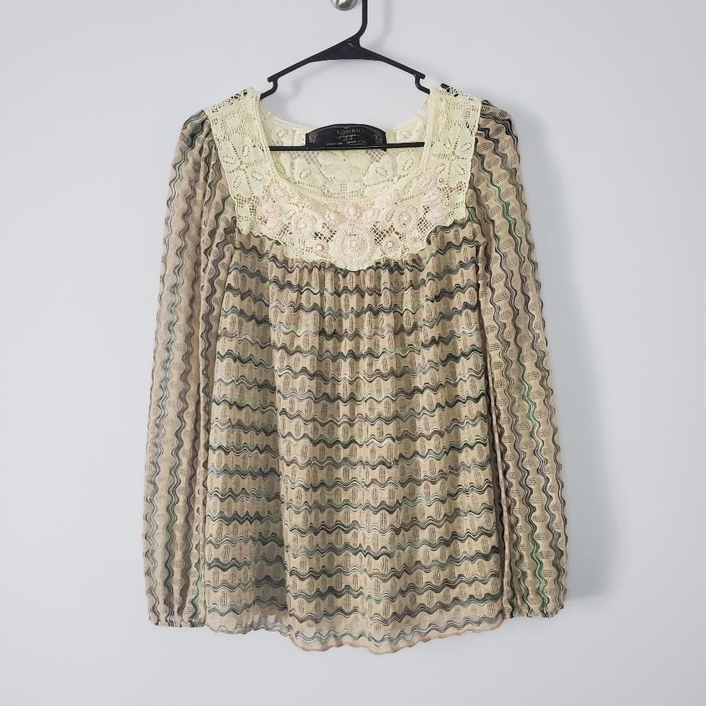 New Romantics Free People Beaded Sheer Top XS - Picture 6 of 11